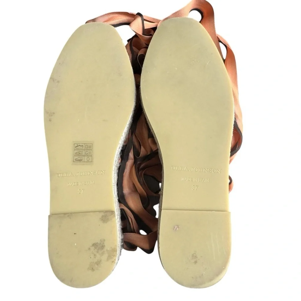 Ulla Johnson - Maya Ribbon Espadrille Nasturtium Sandals Ankle Straps Sz 37